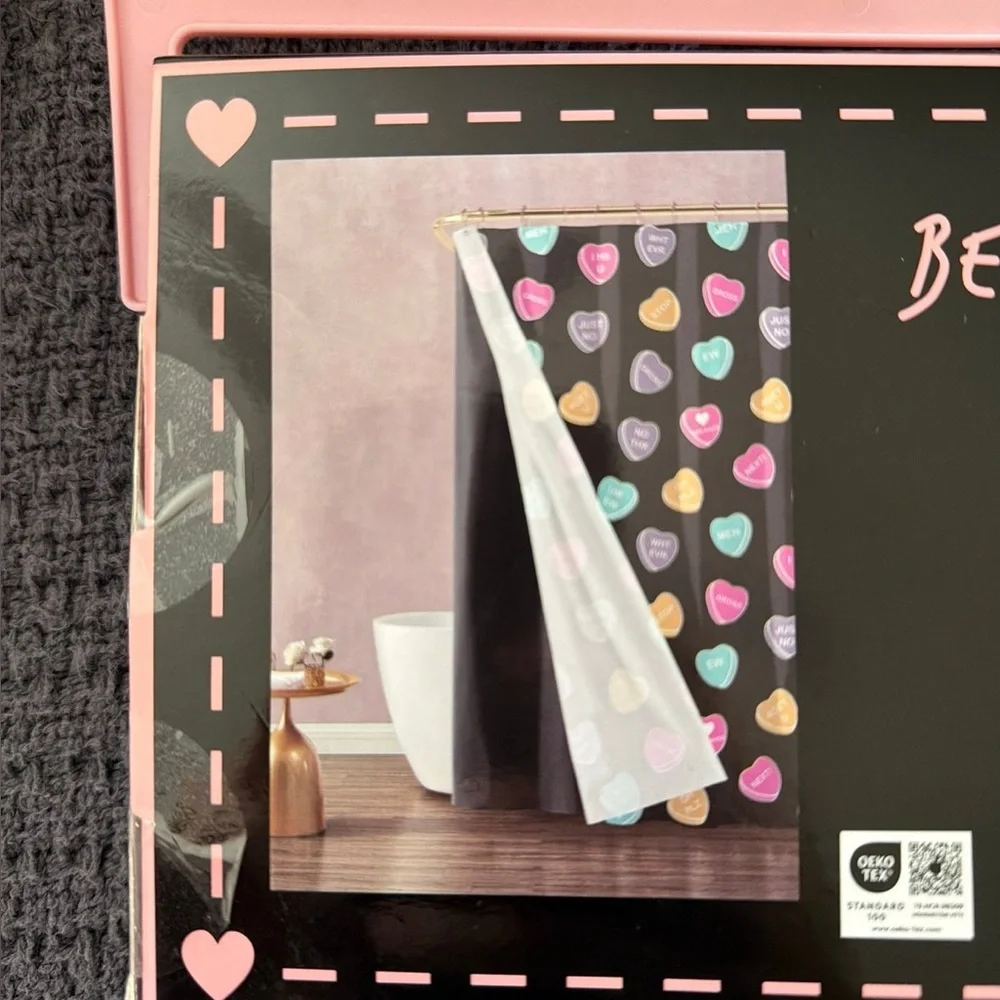Betsey Johnson Black (multicolored) Conversation Heart Shower Curtain